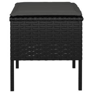 Gartenhocker mit Kissen, 4er Set, Schwarz