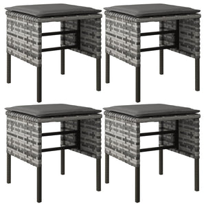 Gartenhocker mit Kissen, 4er Set, Grau