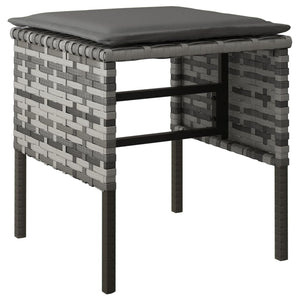 Gartenhocker mit Kissen, 4er Set, Grau