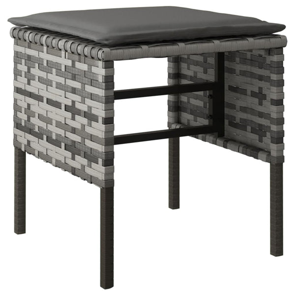 Gartenhocker mit Kissen, 4er Set, Grau