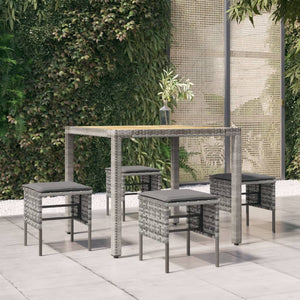 Gartenhocker mit Kissen, 4er Set, Grau