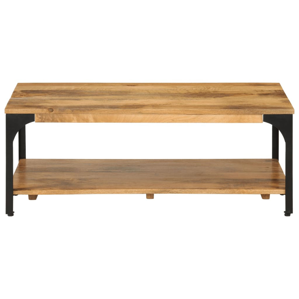 vidaXL Table basse avec étagère 100x55x38 cm Bois de manguier massif et acier