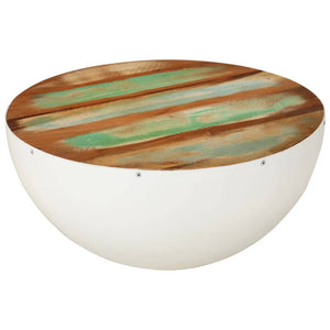 Weißer Couchtisch Schalenform Altholz Ø50cm