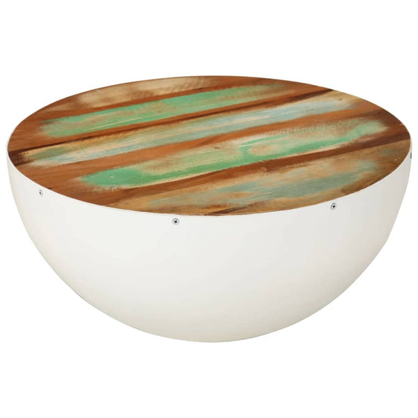 Weißer Couchtisch Schalenform Altholz Ø50cm