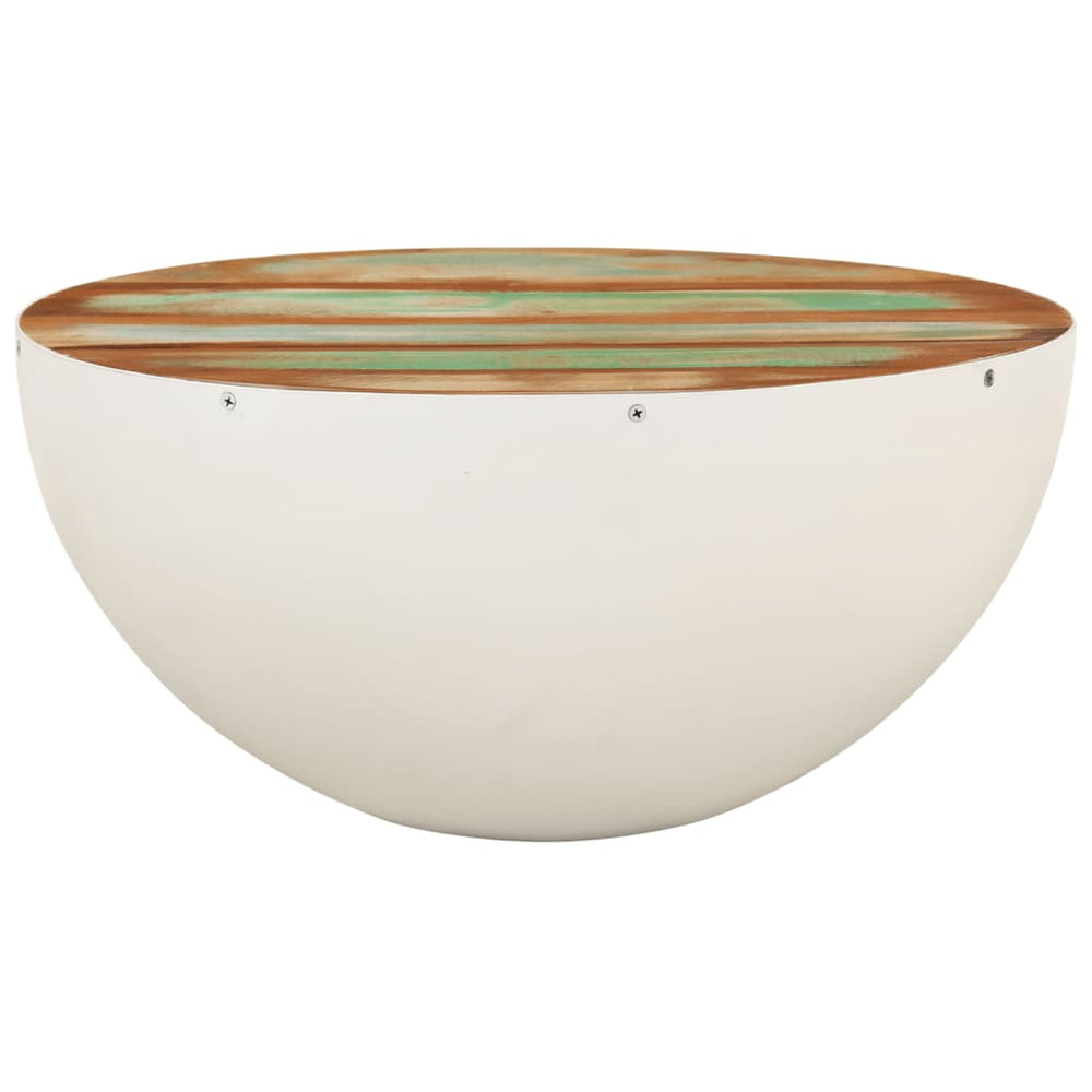 Weißer Couchtisch Schalenform Altholz Ø50cm
