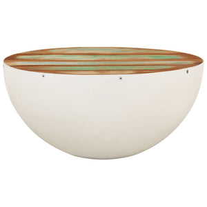Weißer Couchtisch Schalenform Altholz Ø50cm