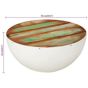 Weißer Couchtisch Schalenform Altholz Ø50cm