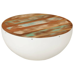 Weißer Couchtisch Schalenform Altholz Ø50cm