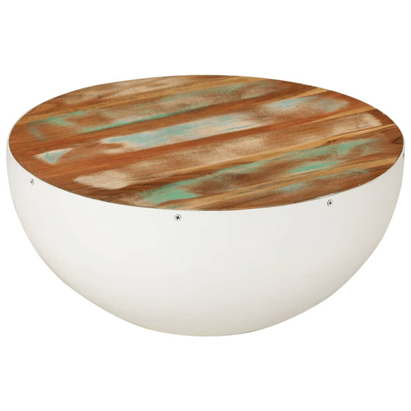 Weißer Couchtisch Schalenform Altholz Ø50cm