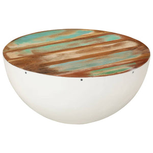 Weißer Couchtisch Schalenform Altholz Ø50cm