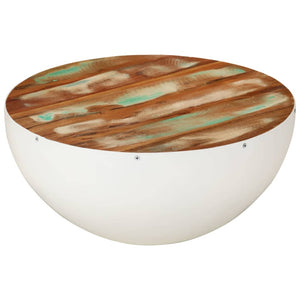 Weißer Couchtisch Schalenform Altholz Ø50cm