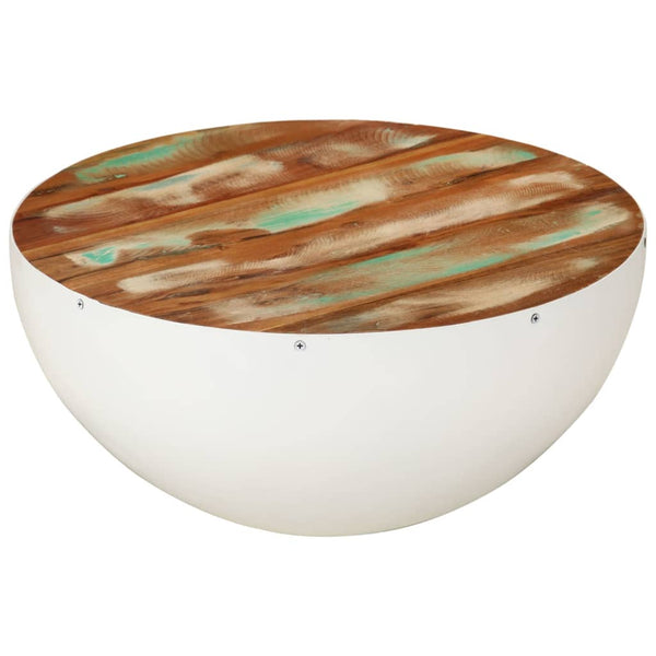 Weißer Couchtisch Schalenform Altholz Ø50cm