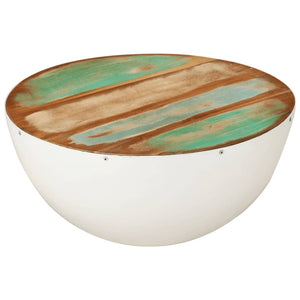 Weißer Couchtisch Schalenform Altholz Ø50cm