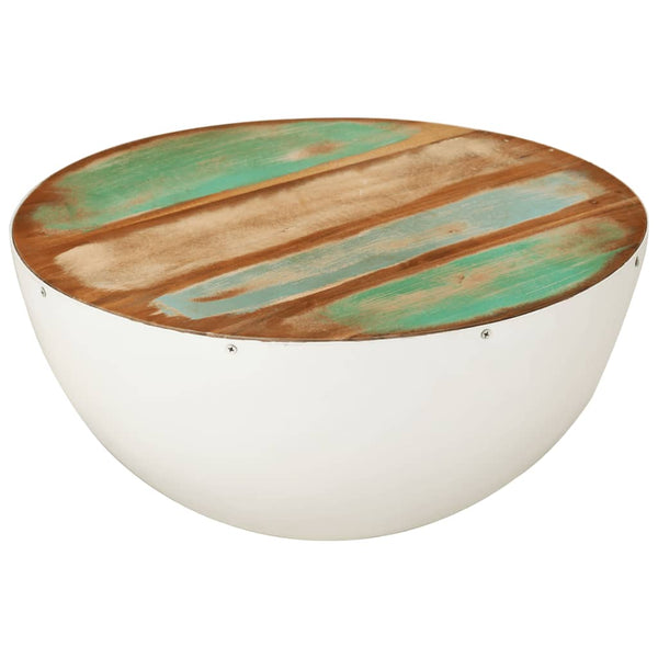 Weißer Couchtisch Schalenform Altholz Ø50cm
