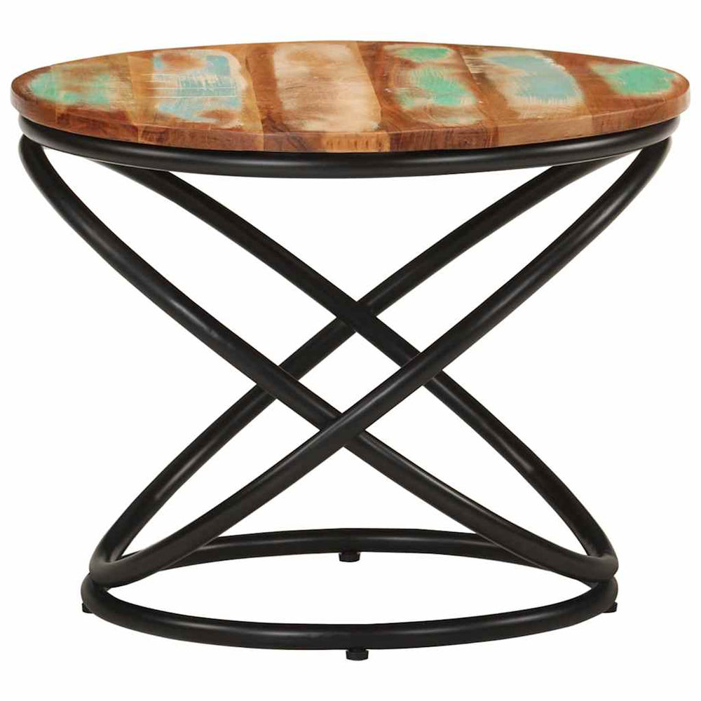 vidaXL Table basse Ø50x40 cm Bois de récupération massif et acier