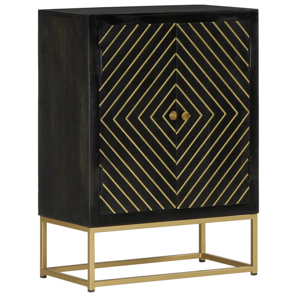 Sideboard Schwarz Gold 55x75cm Mango Massivholz