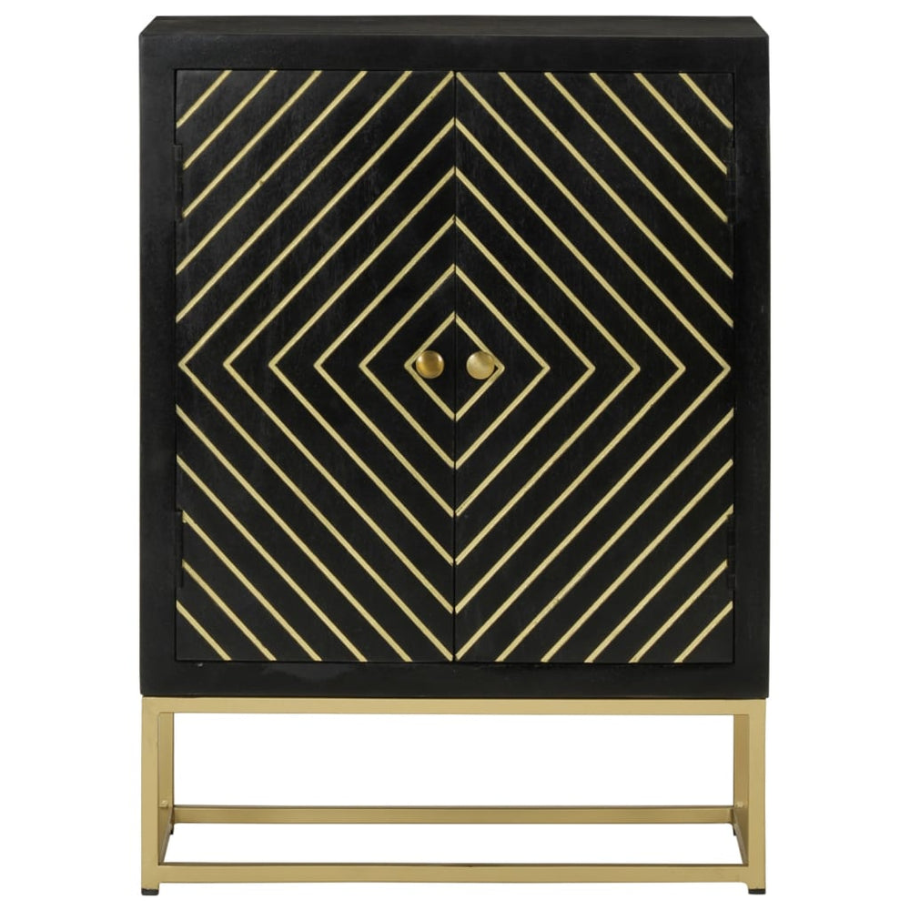 Sideboard Schwarz Gold 55x75cm Mango Massivholz