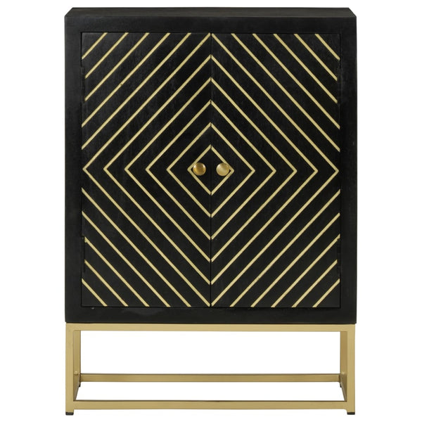 Sideboard Schwarz Gold 55x75cm Mango Massivholz