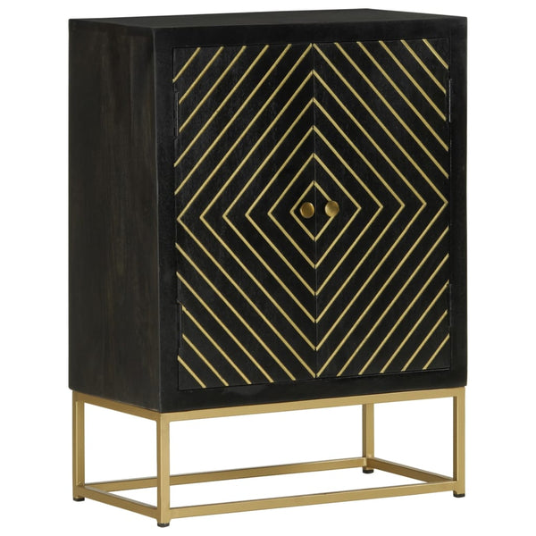 Sideboard Schwarz Gold 55x75cm Mango Massivholz