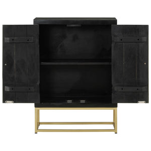 Sideboard Schwarz Gold 55x75cm Mango Massivholz