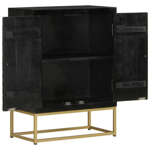 Sideboard Schwarz Gold 55x75cm Mango Massivholz