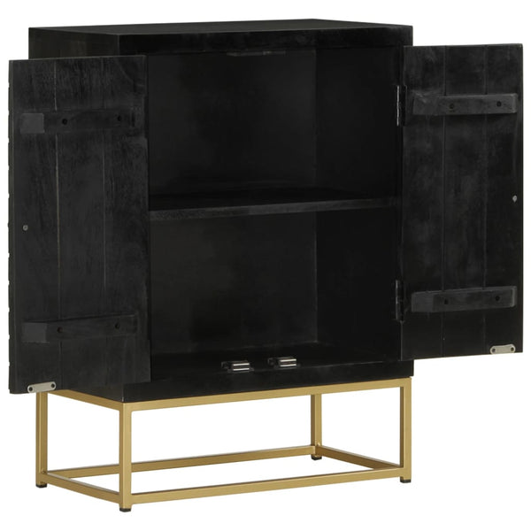 Sideboard Schwarz Gold 55x75cm Mango Massivholz