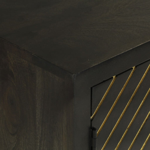 Sideboard Schwarz Gold 55x75cm Mango Massivholz