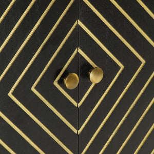 Sideboard Schwarz Gold 55x75cm Mango Massivholz