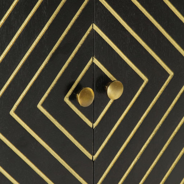 Sideboard Schwarz Gold 55x75cm Mango Massivholz