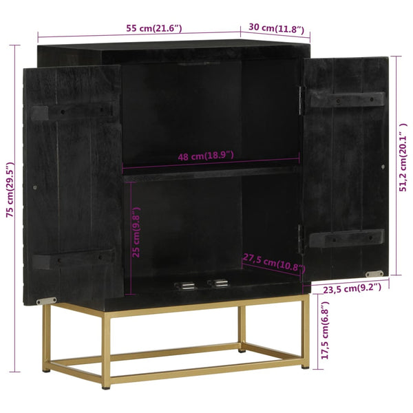 Sideboard Schwarz Gold 55x75cm Mango Massivholz