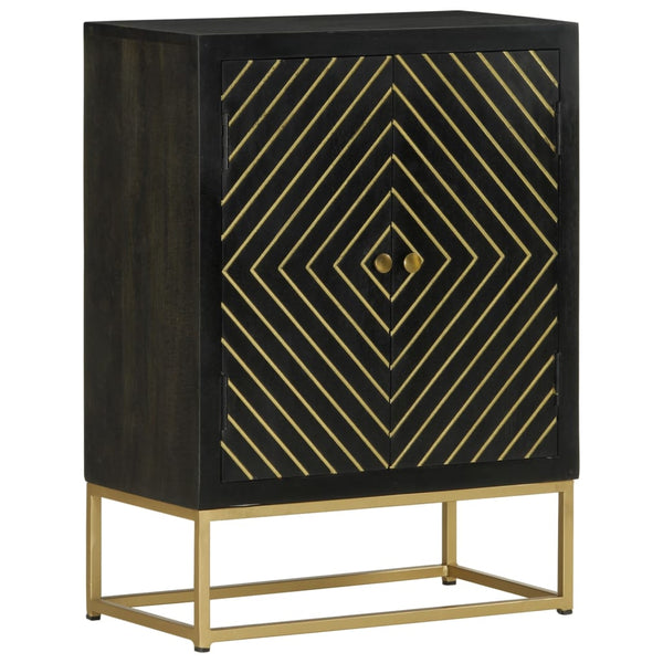 Sideboard Schwarz Gold 55x75cm Mango Massivholz