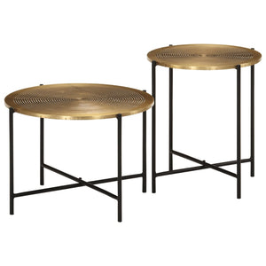 Couchtische 2er Set Messing Schwarz Metall