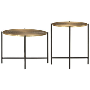 Couchtische 2er Set Messing Schwarz Metall