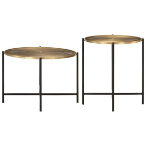 Couchtische 2er Set Messing Schwarz Metall