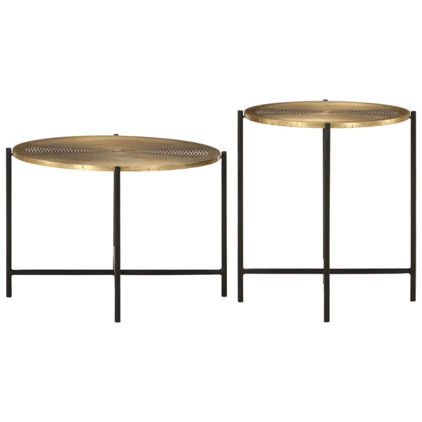 Couchtische 2er Set Messing Schwarz Metall