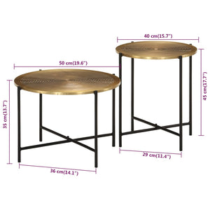 Couchtische 2er Set Messing Schwarz Metall