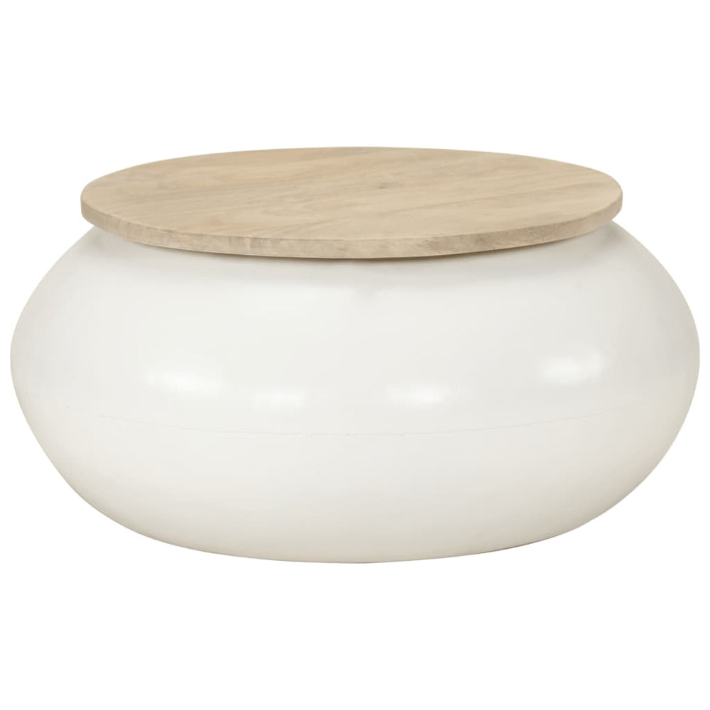 vidaXL Table basse Blanc 51x51x27 cm Bois de manguier massif