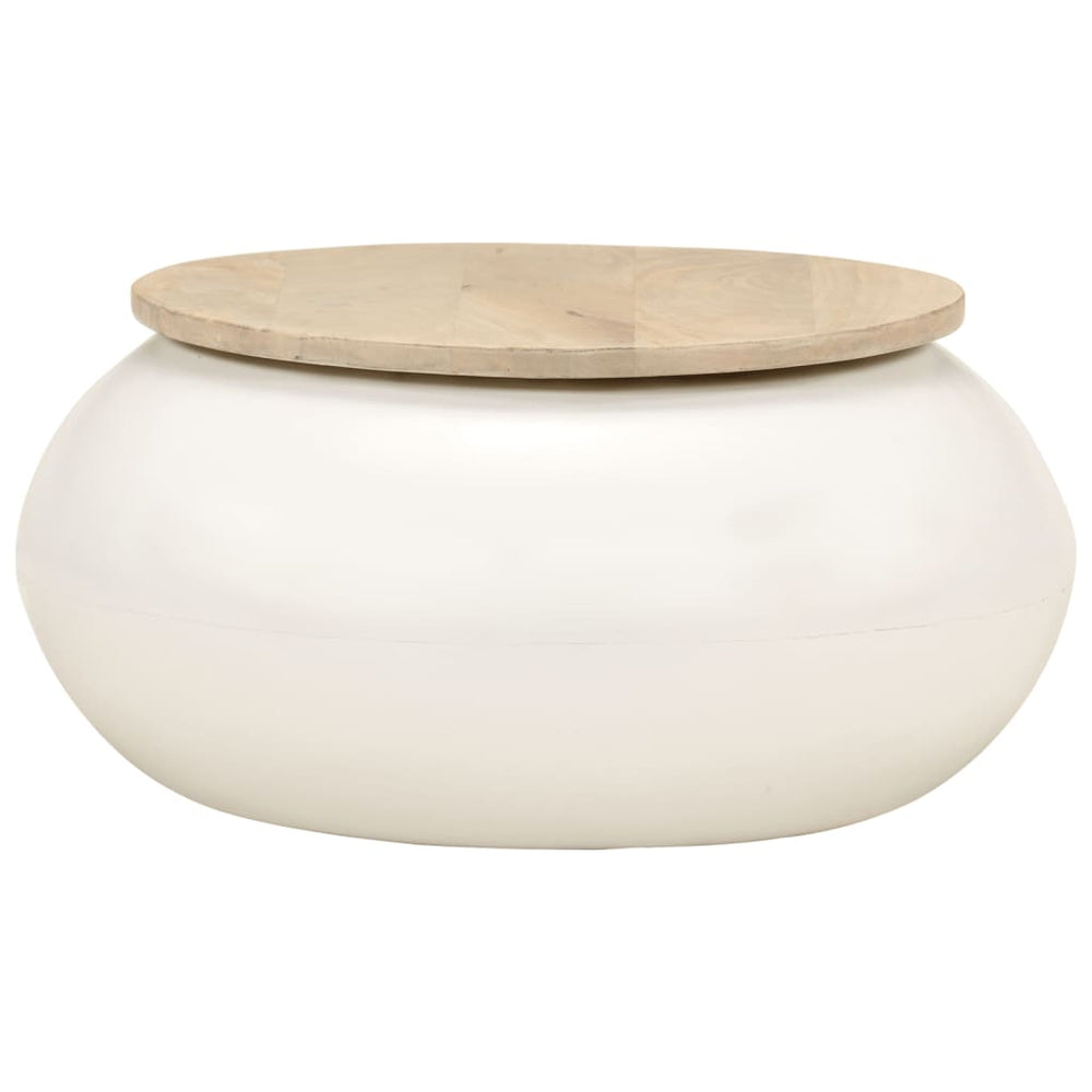 vidaXL Table basse Blanc 51x51x27 cm Bois de manguier massif