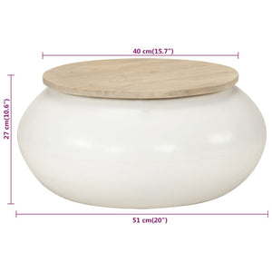 Weißer Couchtisch Mango Massivholz 51x51 cm