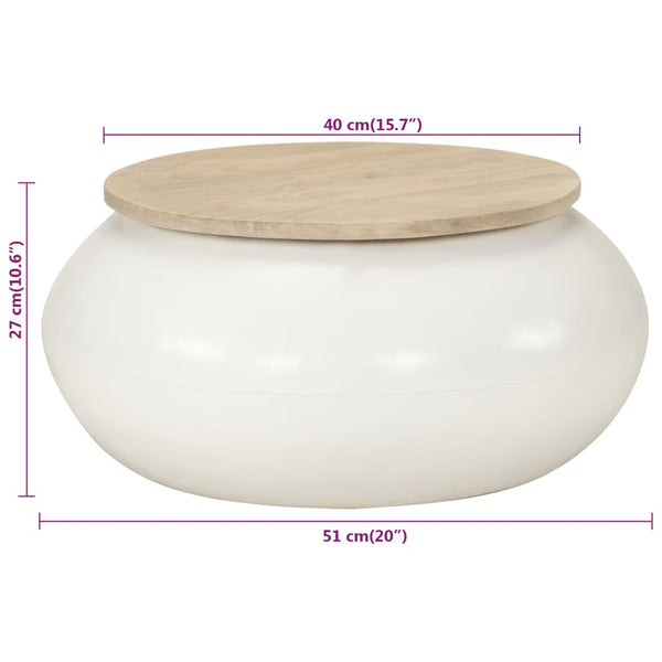 Weißer Couchtisch Mango Massivholz 51x51 cm