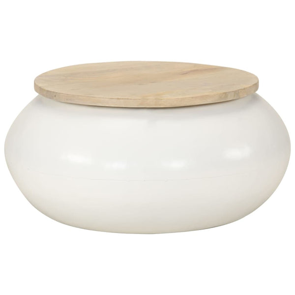 Weißer Couchtisch Mango Massivholz 51x51 cm