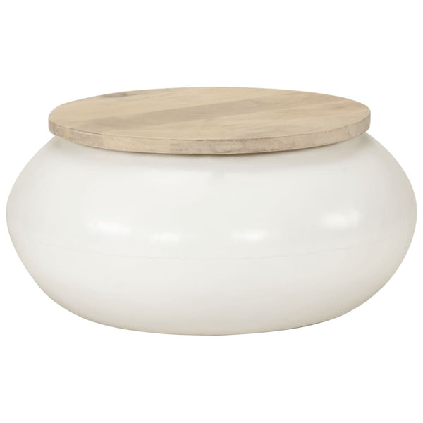Weißer Couchtisch Mango Massivholz 51x51 cm
