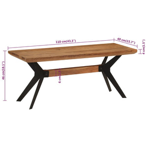 Esszimmerbank Akazie Massivholz & Stahl 110 cm