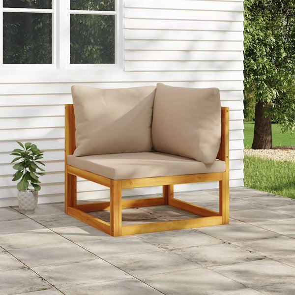 Modulares Ecksofa Akazie mit Taupe Kissen