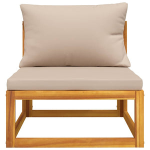Garten Mittelsofa Akazie mit Taupe Kissen