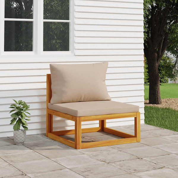 Garten Mittelsofa Akazie mit Taupe Kissen