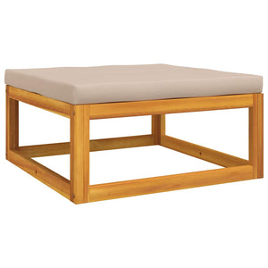 Gartenhocker Akazie mit Kissen Taupe