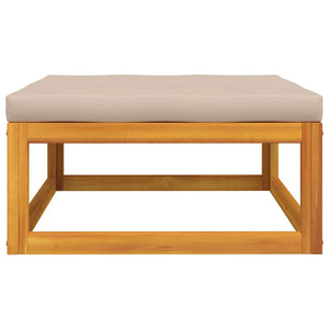 Gartenhocker Akazie mit Kissen Taupe