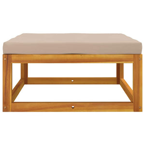 Gartenhocker Akazie mit Kissen Taupe