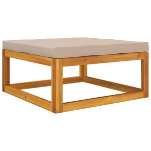 Gartenhocker Akazie mit Kissen Taupe